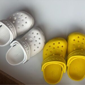 Toddler CROCS White and Yellow bundle
